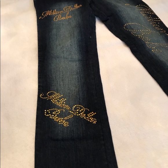 Unique Million Dollar Babe Rhinestone & Metal Stud Embellished Blue Jeans Money - Picture 4 of 16